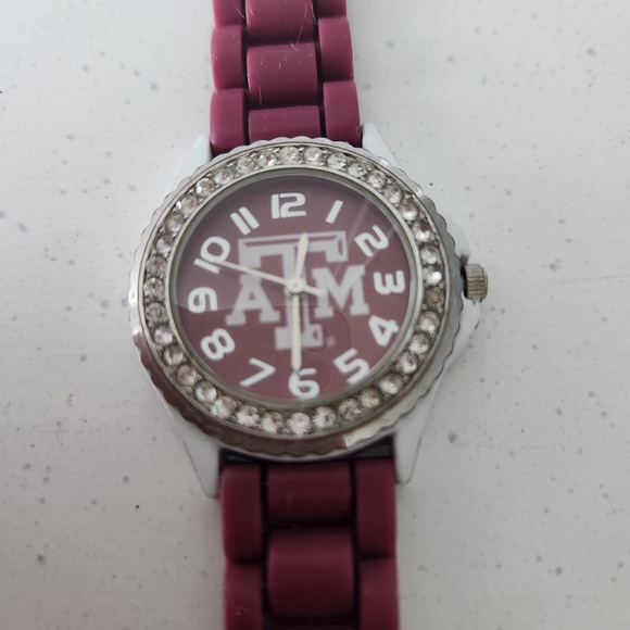 Texas A&M University Maroon Jelly Band With Crystals Watch - Picture 2 of 9